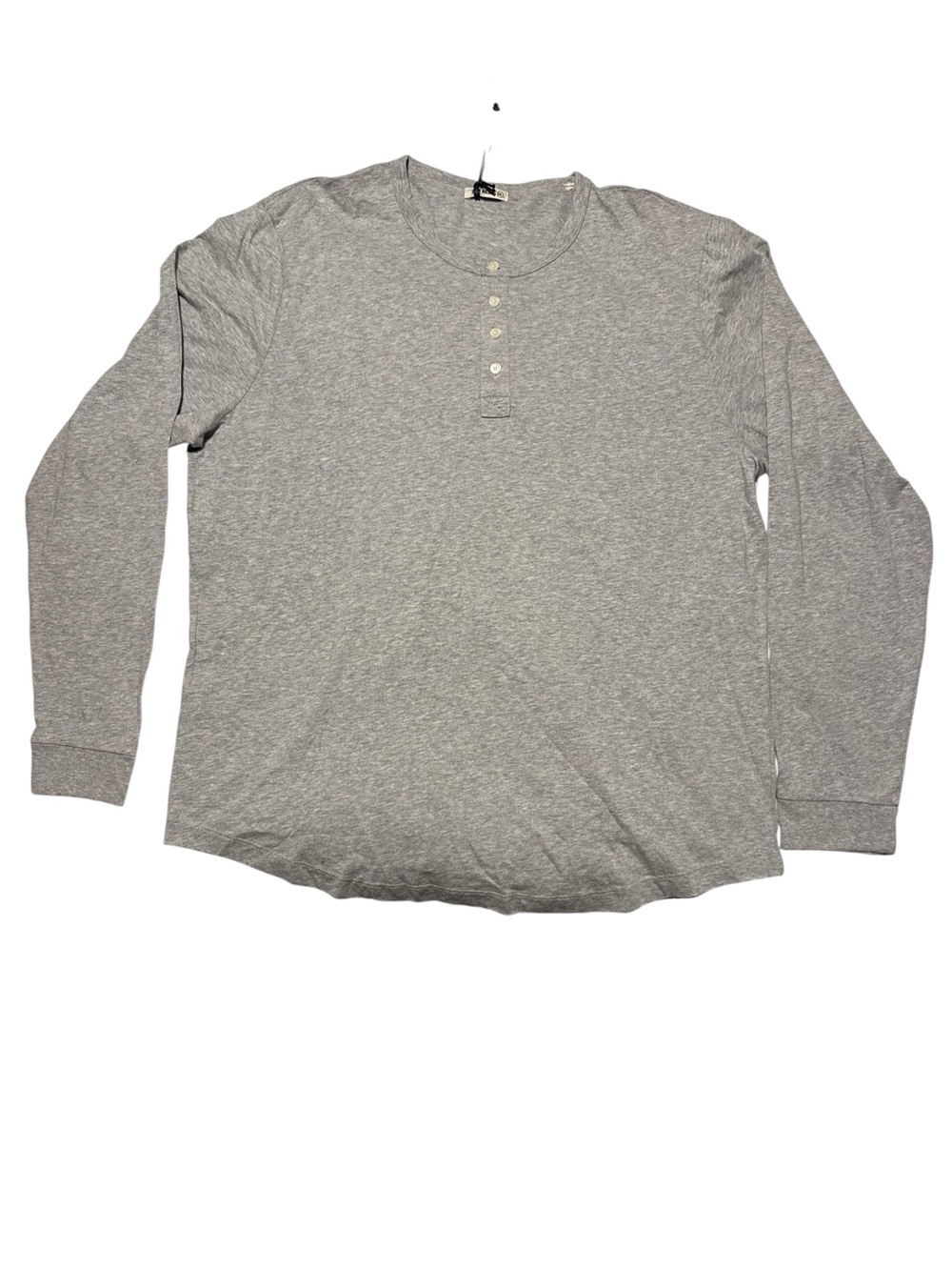 Buck mason- Heather Gray Pima curved hem Henley